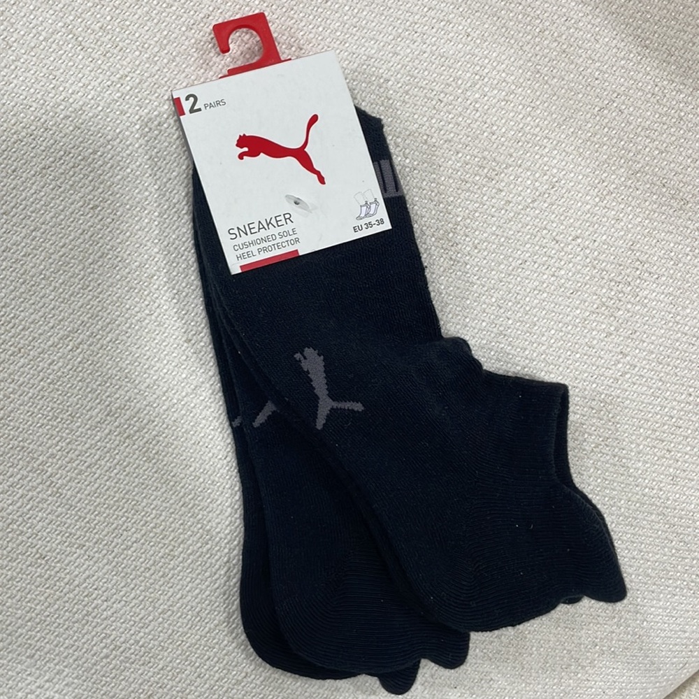 Puma 2-Pack Sneaker Black Socks- Size EU 35-38